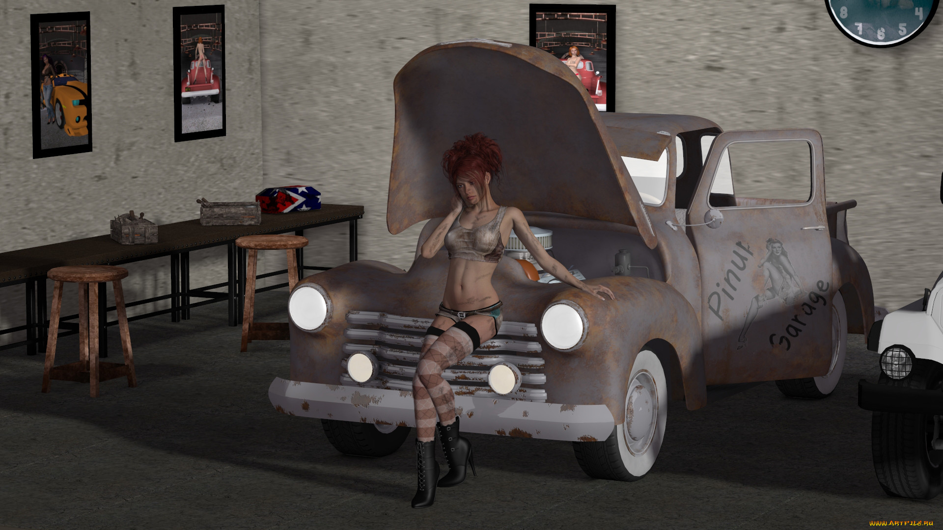 , 3d car&girl, , , , , , 